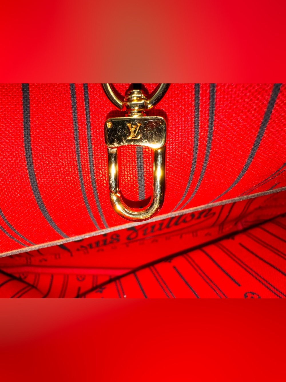 LOUIS VUITTON Neverfull PM Damier Ebene Tote Bag Red Interior - Picture 14 of 16